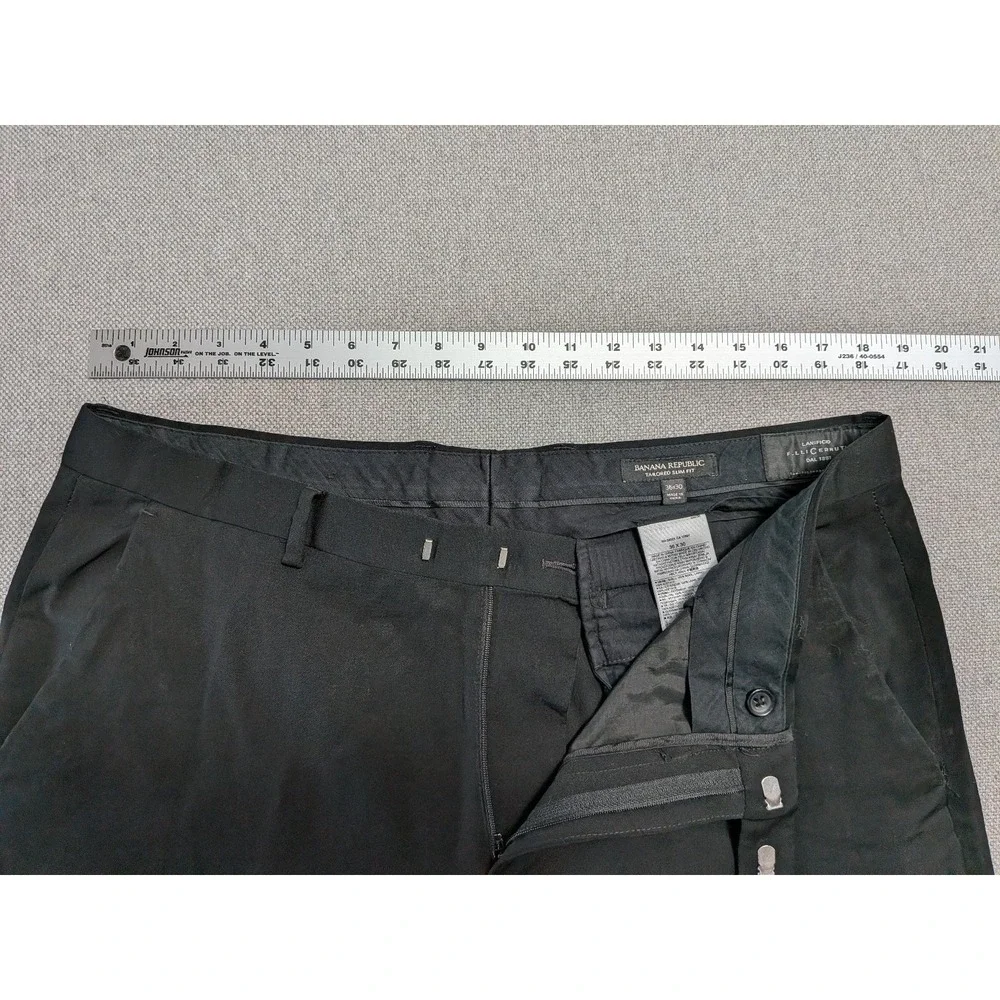 Banana Republic Men's Black 36x30 Tailored Slim Fit Wool Dress Pants Lanificio